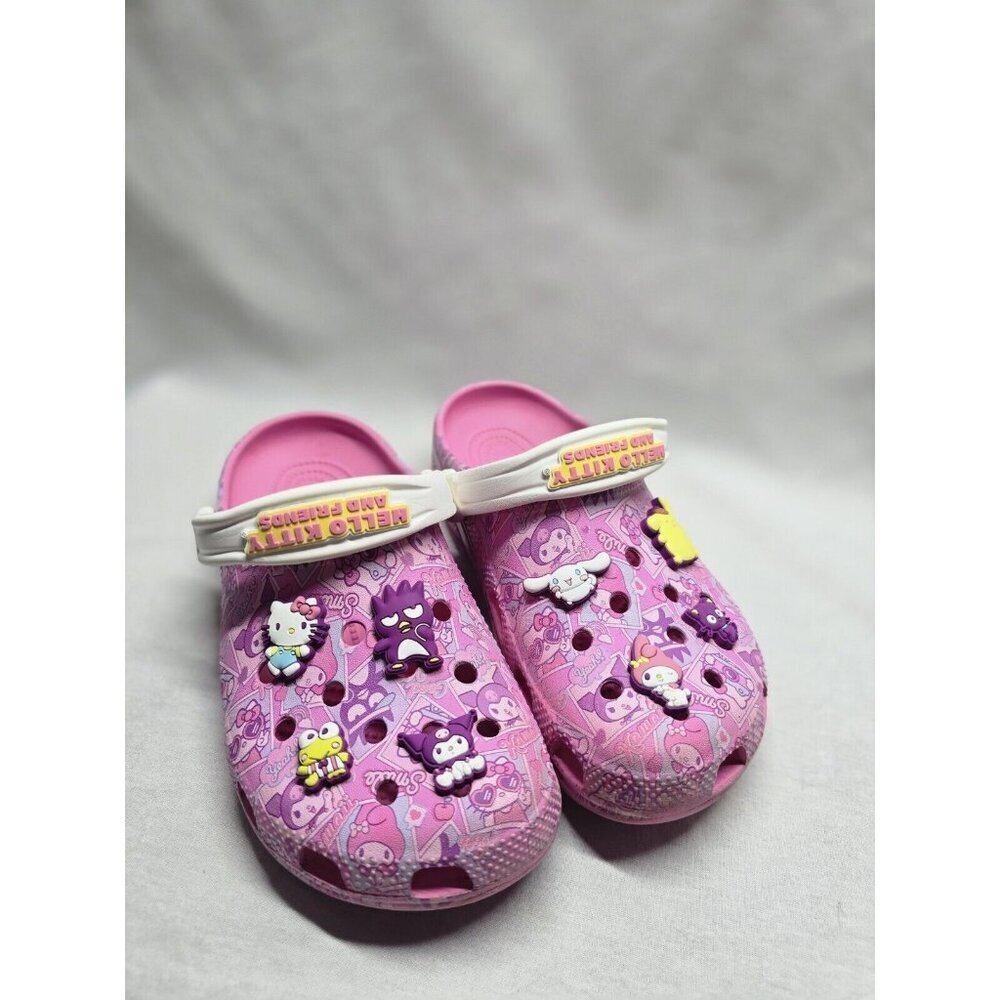 Crocs Hello Kitty and Friends Classic Clog With Jibbitz- J6- Well Used.